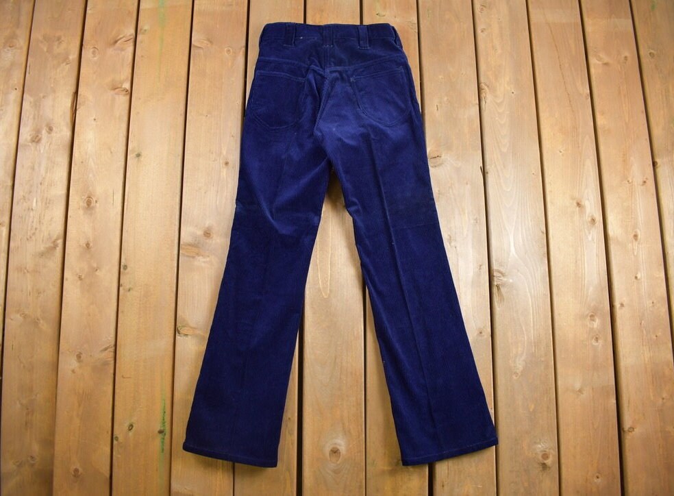 Vintage 1970s Golden Horse Navy Blue Corduroy Pants Size 26 x 30