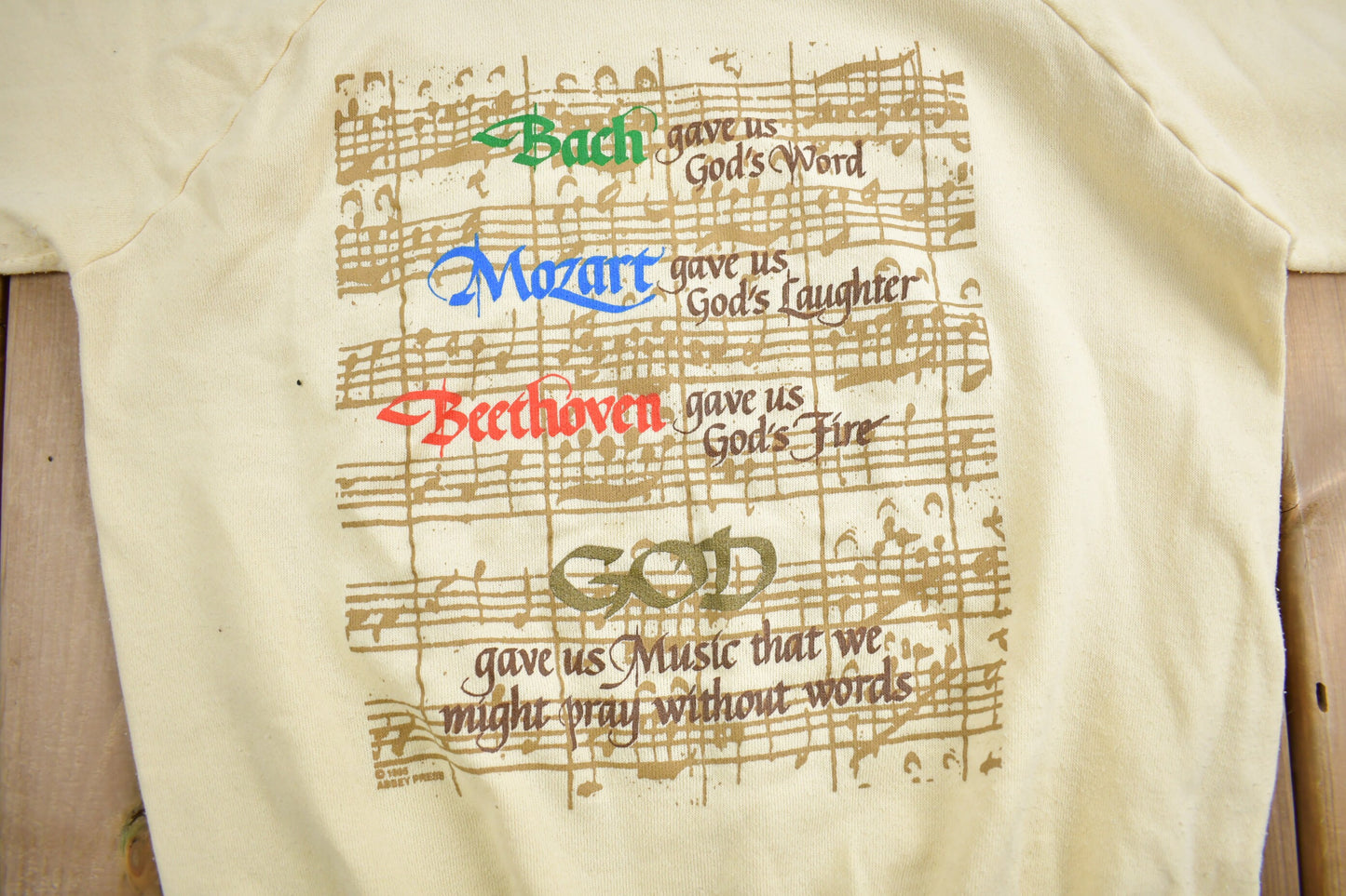 Vintage 1995 Bach Mozart Beethoven God Crewneck Sweatshirt / 90s Crewneck / Made In USA / Religious Sweater / Christian Sweater