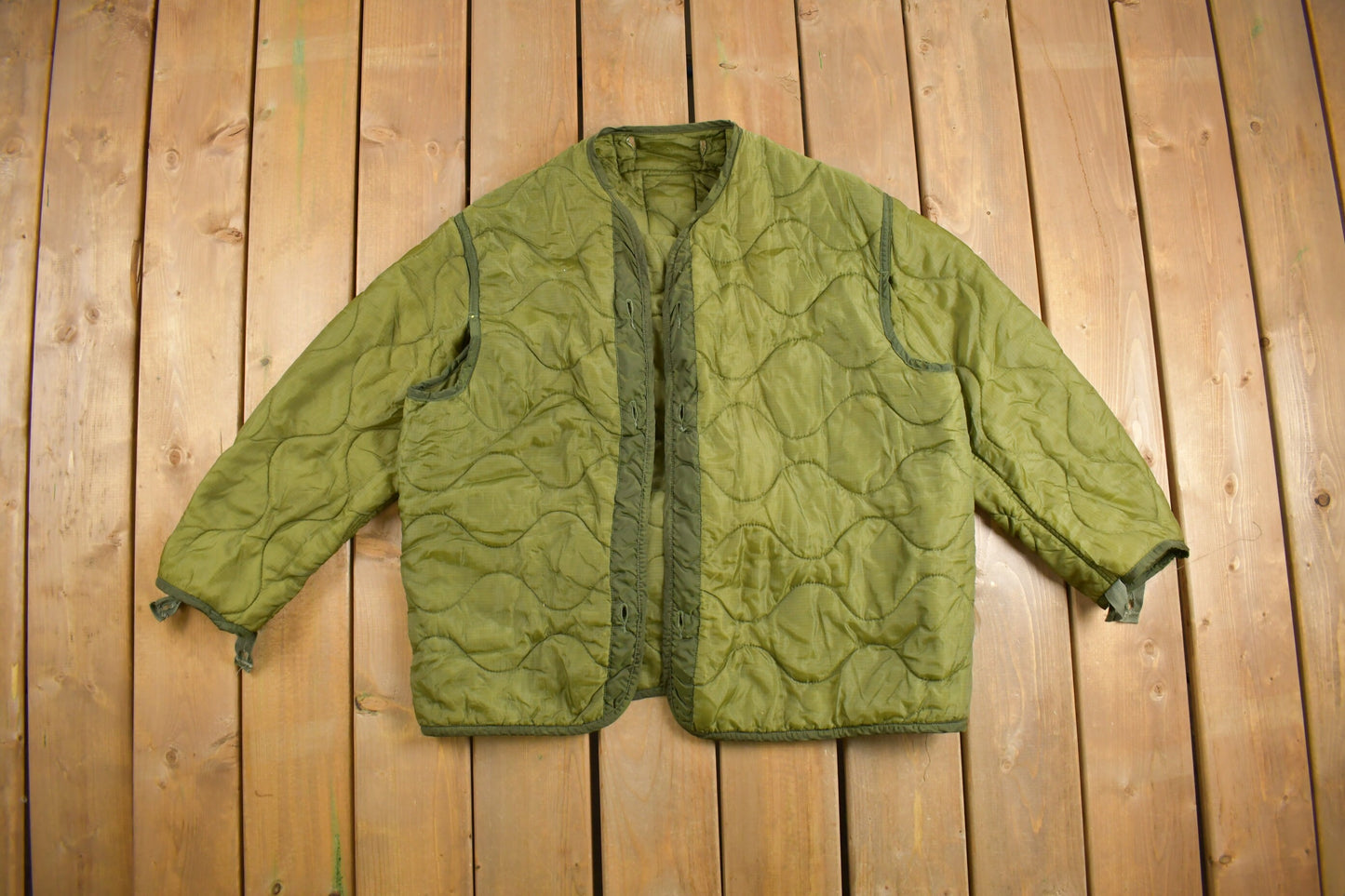 Vintage 1990s Military M65 Jacket Lining / Button Up Jacket Liner / US Army Green / Vintage Utility Jacket / Streetwear Fashion /