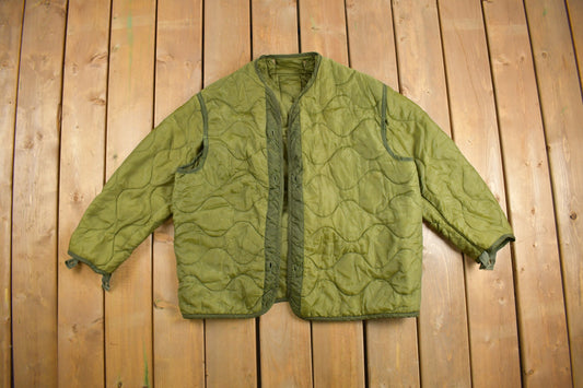 Vintage 1990s Military M65 Jacket Lining / Button Up Jacket Liner / US Army Green / Vintage Utility Jacket / Streetwear Fashion /