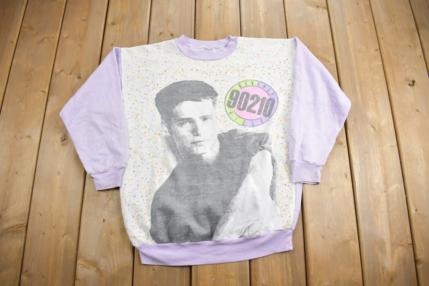 Vintage 1990s 90210 Beverly Hills All Over Print Youth Sized Crewneck / Vintage Sweater / TV Promo / Vintage 90210