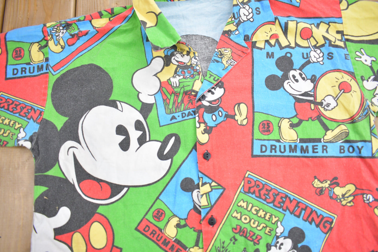 Vintage 1990s Mickey Mouse All Over Print Button Up Shirt / 90s Graphic Tee / Mickey INC / Mickey Mouse / AOP