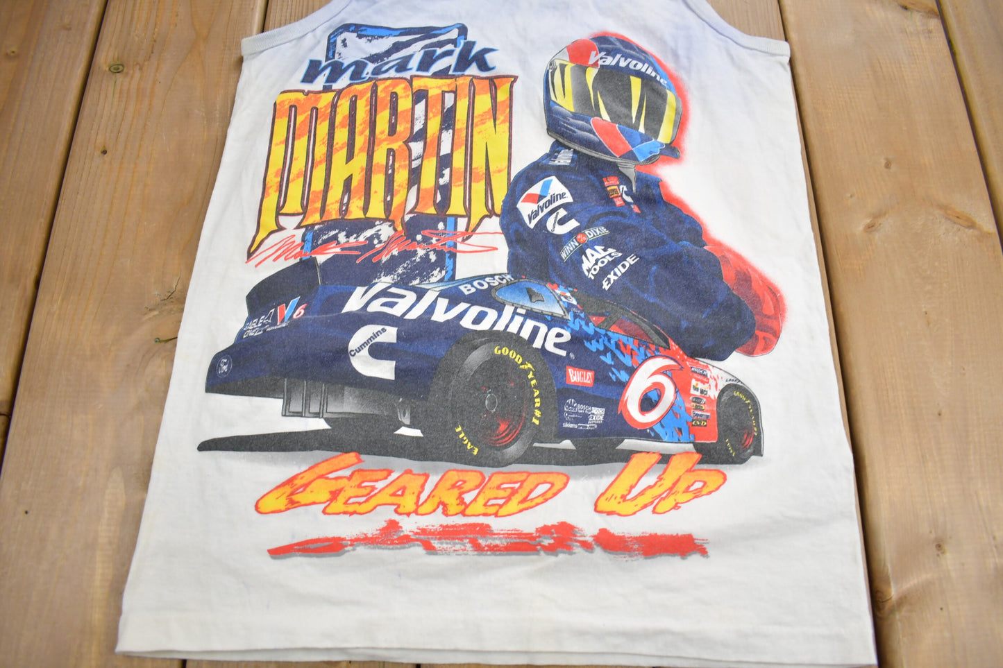 Vintage 1990s Mark Martin Nascar All Over Print Graphic Tank Top Shirt / Vintage Tank Top / Streetwear / American Vintage