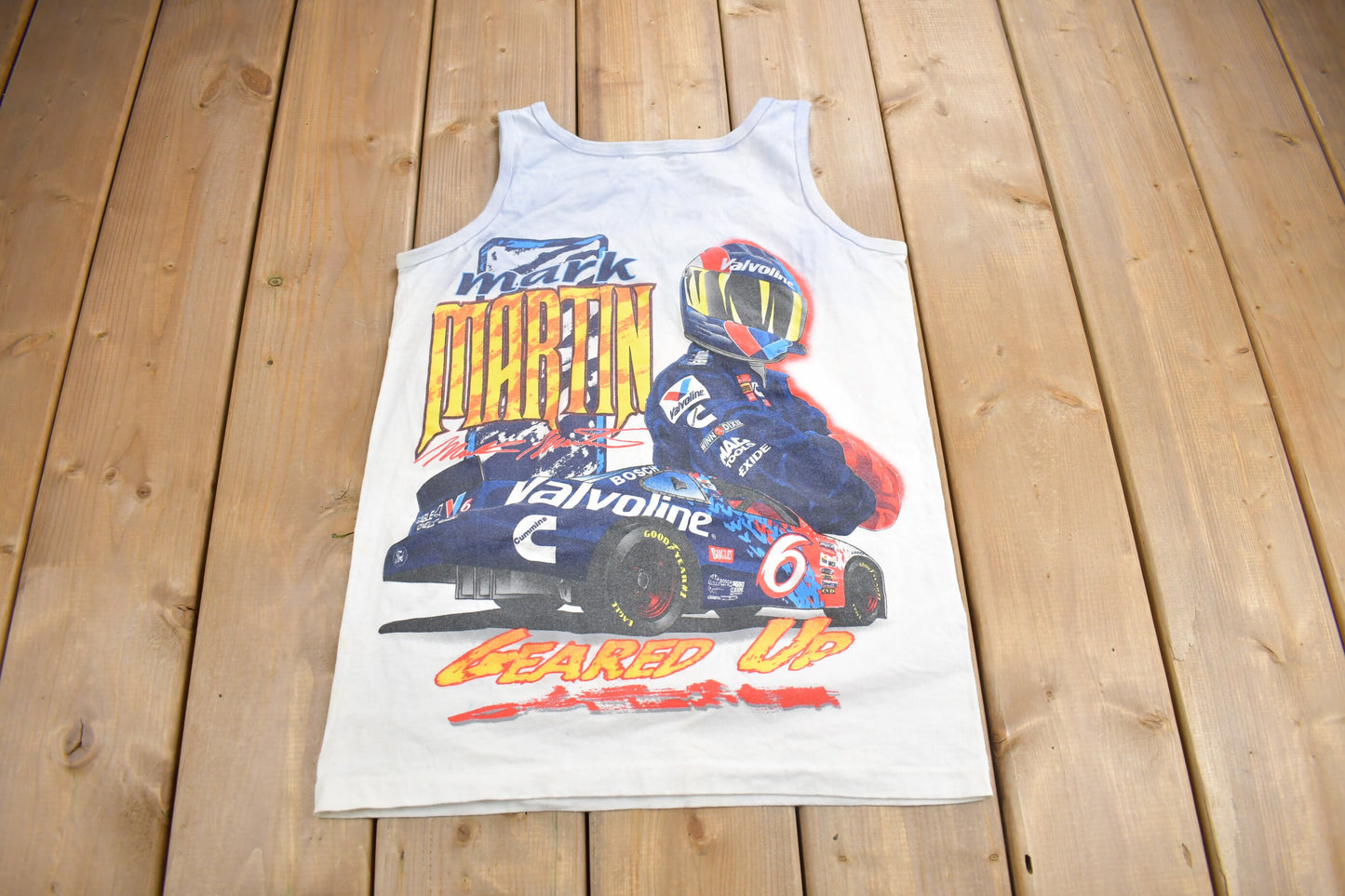 Vintage 1990s Mark Martin Nascar All Over Print Graphic Tank Top Shirt / Vintage Tank Top / Streetwear / American Vintage