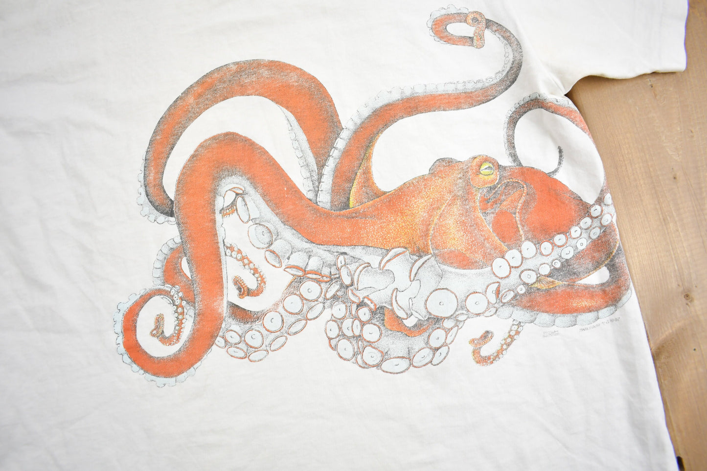 Vintage 1987 Octopus Graphic T-Shirt / Made In USA / Single Stitch / Streetwear / Shoreline Marine Chandlery / Harlequin