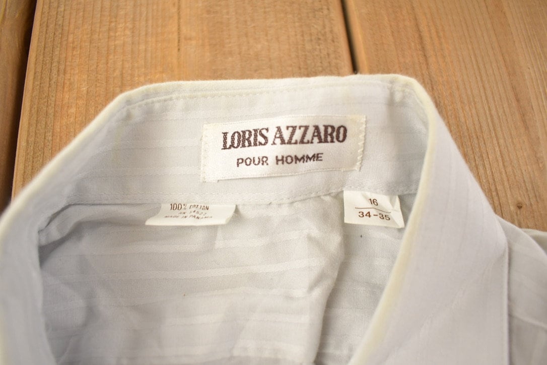 Vintage 1990s Loris Azzaro Striped Button Up Shirt / 1990s Button Up / Vintage Flannel / Basic Button Up / All Over Print / Striped Shirt