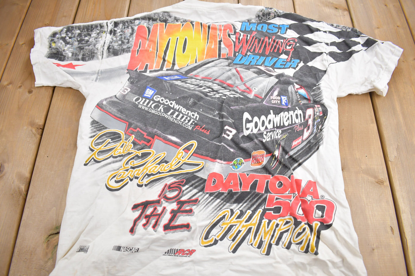 Vintage 1998 Dale Earnhardt All Over Print NASCAR T-Shirt / Made In USA / NASCAR Racing / 90s Streetwear / Chase Racewear / Heavy Weight