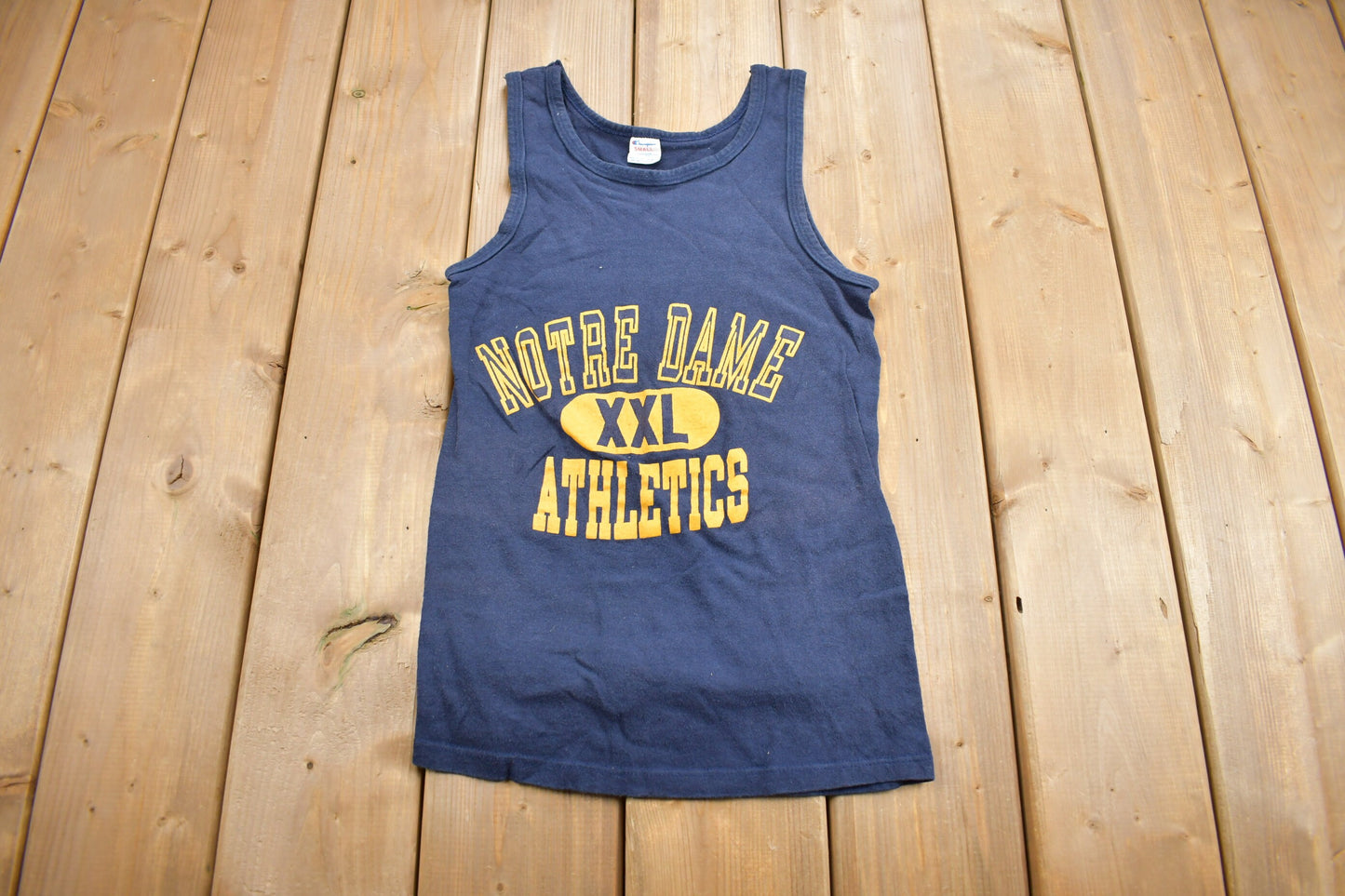 Vintage 1988 Notre Dame Athletics Collegiate Champion Tank Top Shirt / NCAA Tee / Americana / Sportswear / Made In USA / 80s Champion