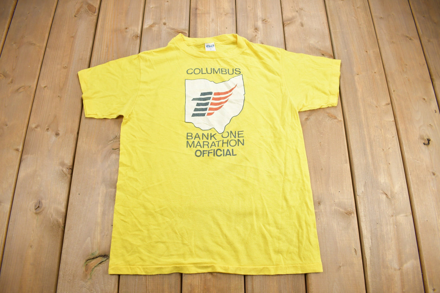 Vintage 1980s Columbus Bank One Marathon Official Graphic T Shirt / Vintage T Shirt / Streetwear / Graphic Tee / Single Stitch / Made In USA