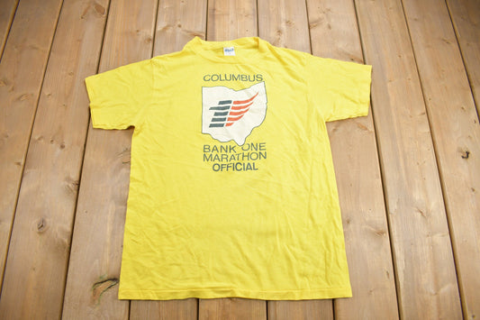 Vintage 1980s Columbus Bank One Marathon Official Graphic T Shirt / Vintage T Shirt / Streetwear / Graphic Tee / Single Stitch / Made In USA