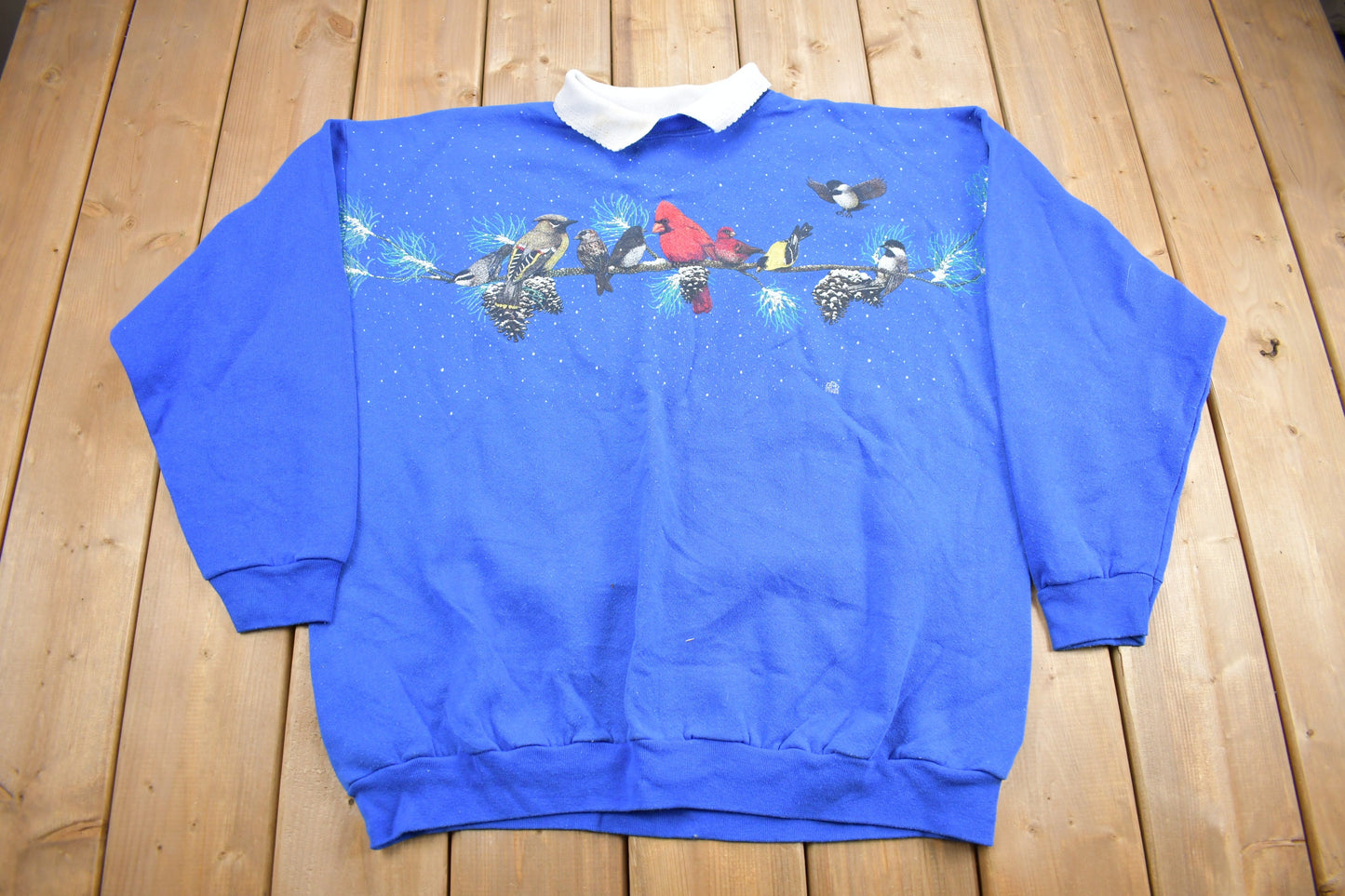 Vintage 1996 Cardinal Bird Winter Theme Graphic Cute Crewneck / 90s Crewneck / Grandma Sweater / American Streetwear / Made In USA