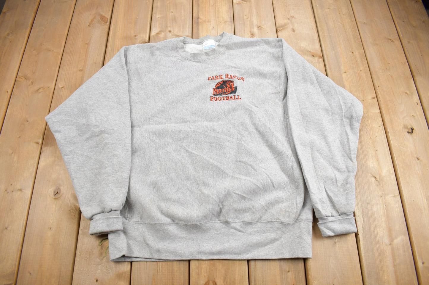 Vintage 1990s Park Rapids Panther Football Crewneck Sweatshirt / 90s Crewneck / Made In USA / Streetwear / Embroidered