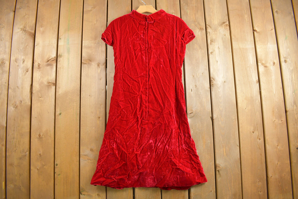 Vintage 1950s Red Velvet Dress