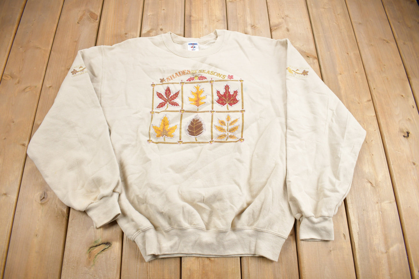 Vintage 1990s Shades Of Seasons Cute Crewneck Sweater / 90s Crewneck / Grandma Sweater / Streetwear / Embroidered