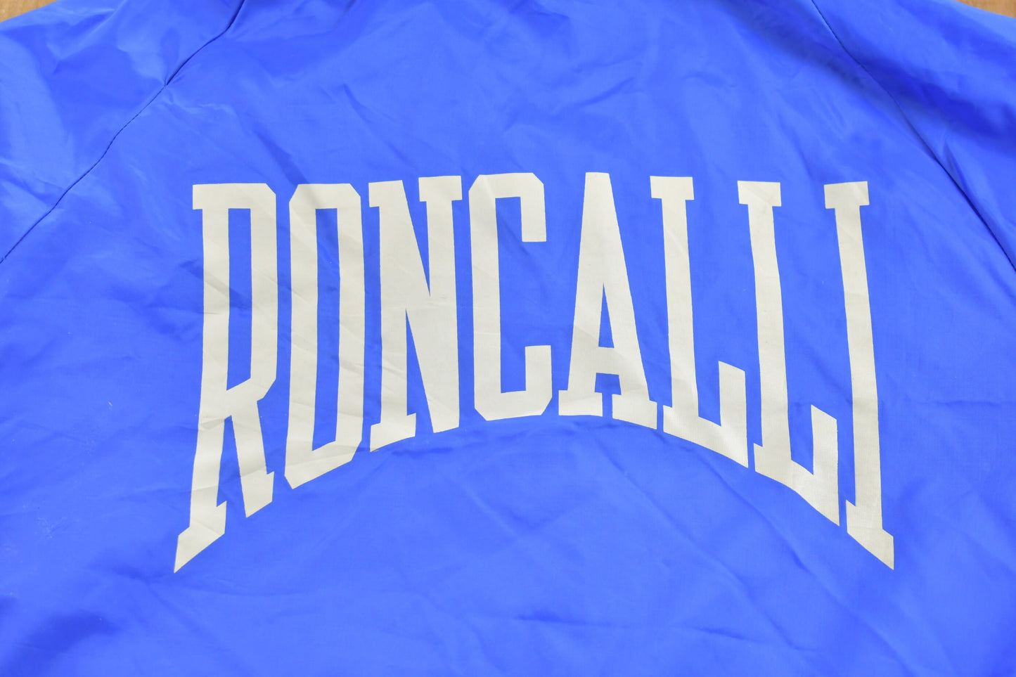 Vintage 1990s Champion Roncalli Windbreaker Jacket / Button Up / Team Logo / Coach Jacket / Streetwear / Athleisure / Made In USA / Large