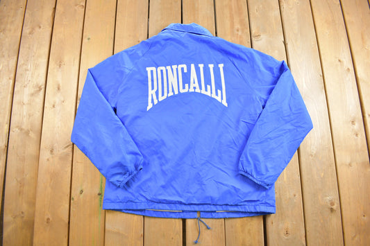 Vintage 1990s Champion Roncalli Windbreaker Jacket / Button Up / Team Logo / Coach Jacket / Streetwear / Athleisure / Made In USA / Large