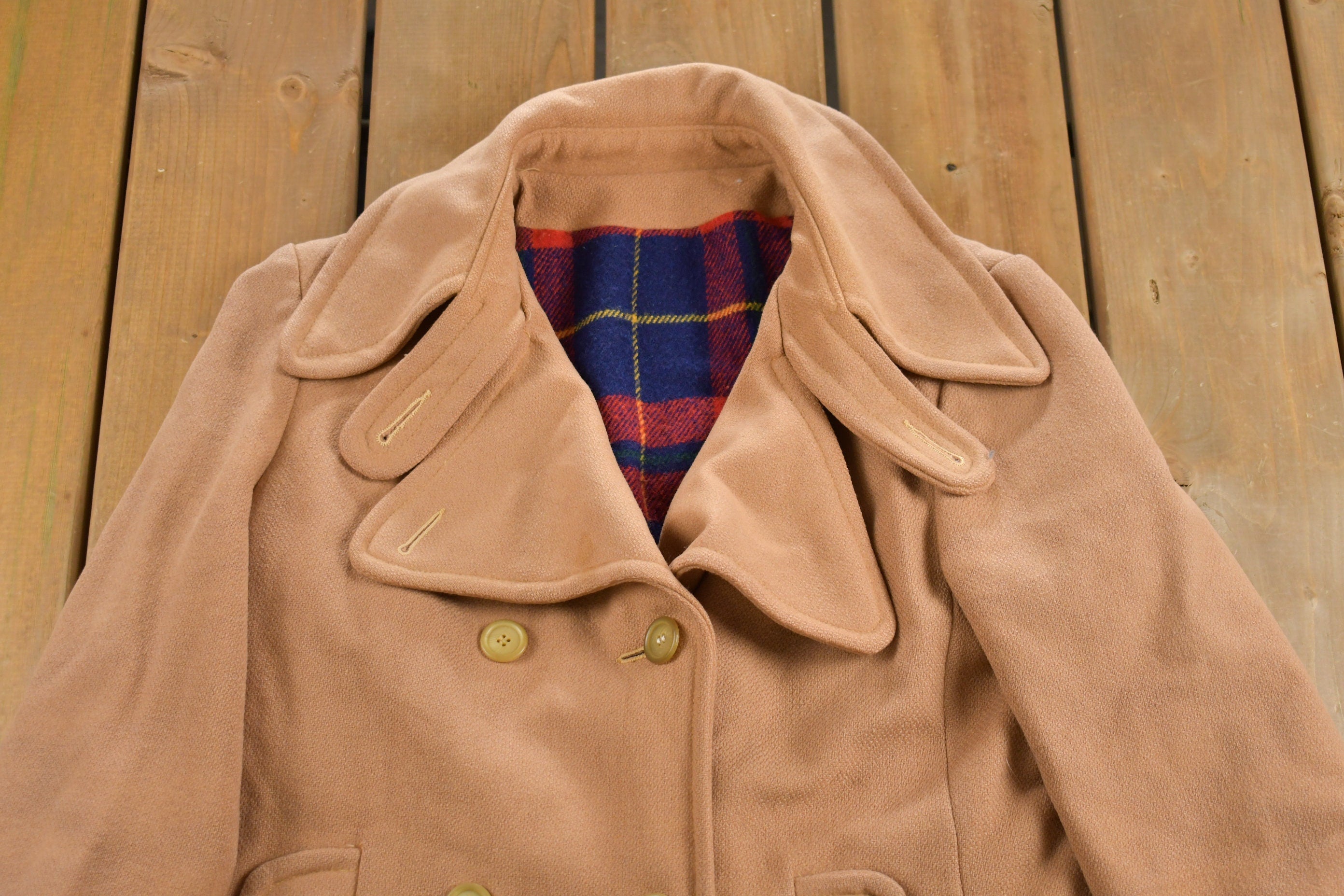 Vintage 1950s Blanket Lined Wool Full Length Coat