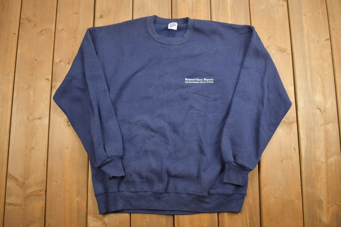 Vintage 1990s Richmond Times Crewneck Sweatshirt / 90s Crewneck / Made In USA / Streetwear / Vintage Newspaper / Essentials