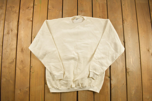 Vintage 1990s Superior Blank White Crewneck Sweatshirt / 90s Crewneck / Made In USA / Essential / Streetwear / 90s Blank