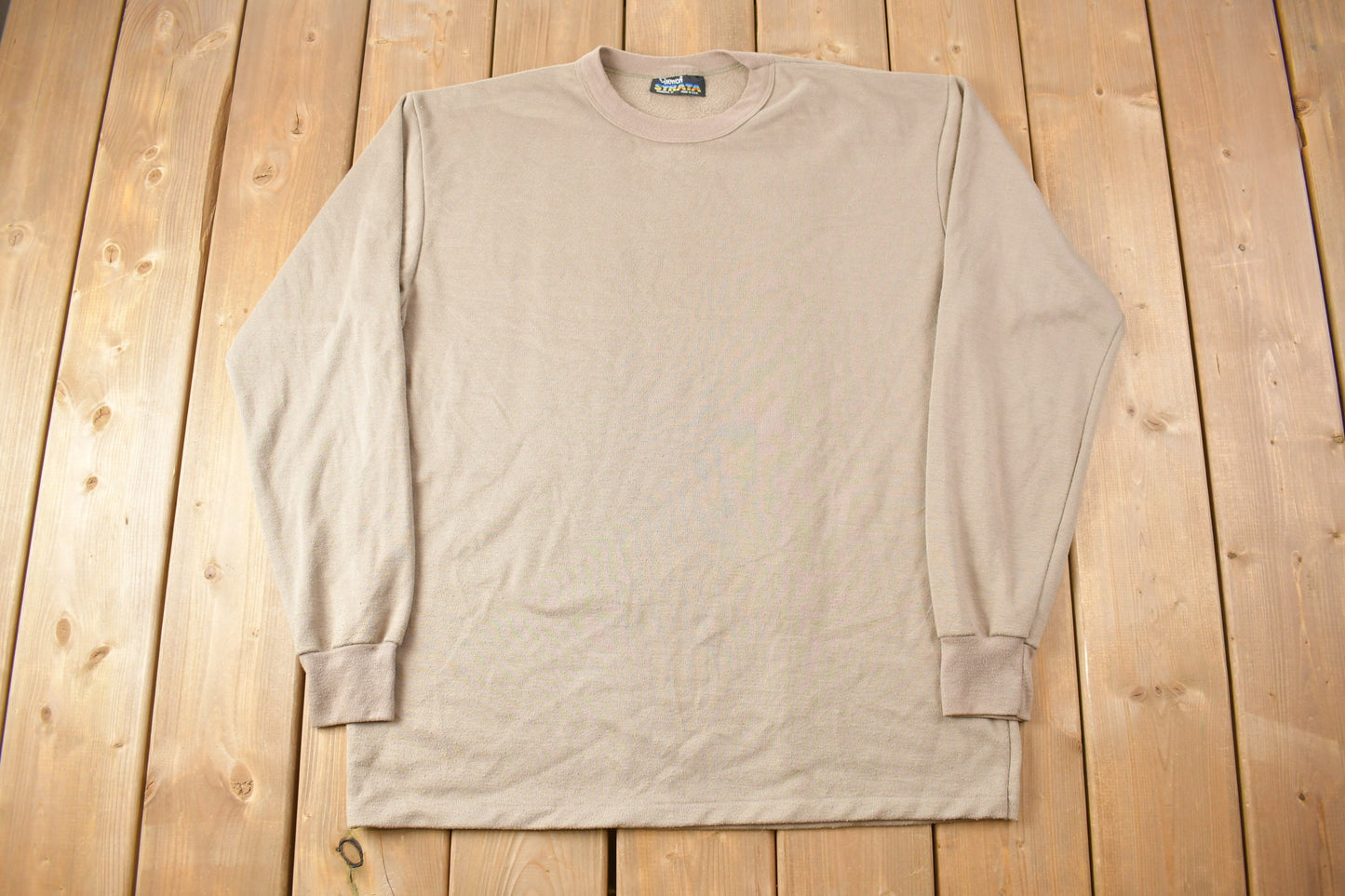 Vintage 1990s Blank Crewneck Sweatshirt / Kenyon Strata / Made in USA / 90s Crewneck / Essential / Streetwear / 90s / Beige