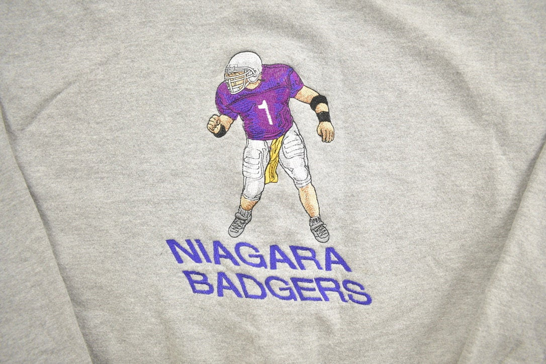 Vintage 1990s Niagara Badgers Football Crewneck Sweatshirt / 90s Crewneck / Streetwear / Football / Vintage Sports / Collegiate Sweater