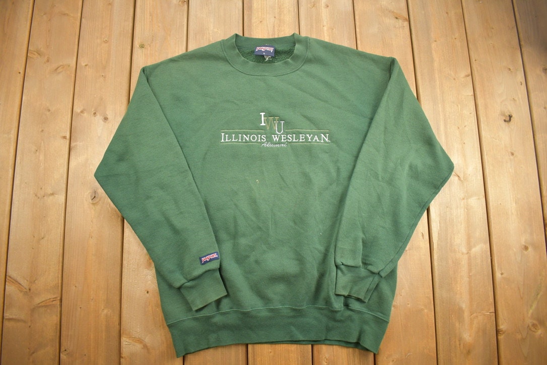 Vintage 1990s Illinois Wesleyan University Collegiate Alumni Crewneck / Embroidered / NCAA Sweatshirt / Sportswear / Americana