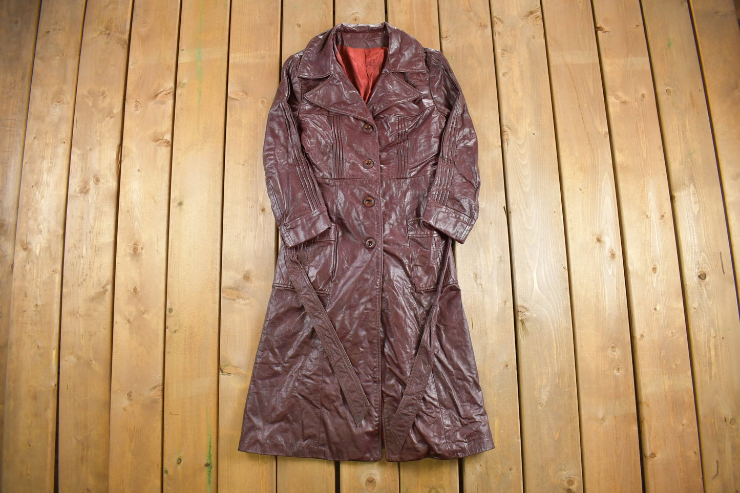 Vintage 1970s Skin Flair Leather Full Length Jacket / Fall Outerwear / Leather Coat / Winter Outerwear / Leather Trench Coat / Made in USA