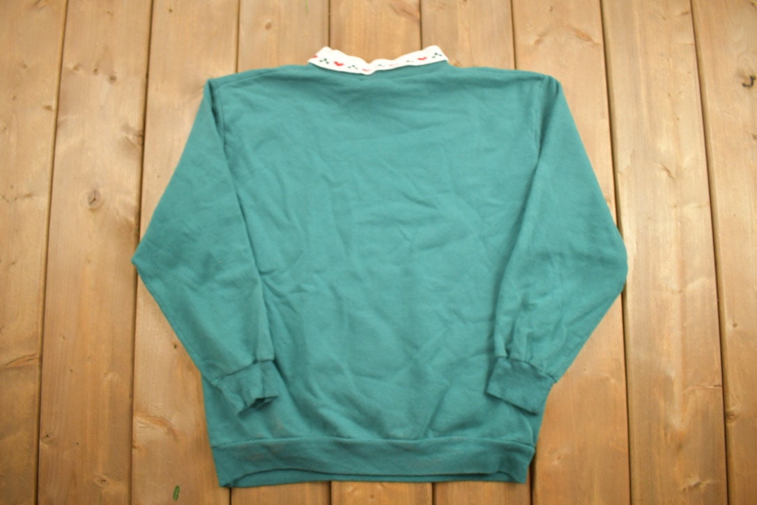 Vintage 1990s Bobbie Brooks Autumn Themed Collard Sweatshirt / 90s Crewneck / Seasons / Streetwear / Autumn / Collard Sweater