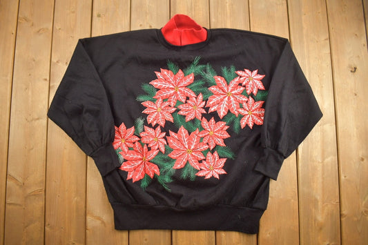 Vintage 1990s Nut Cracker Floral Themed Crewneck Sweatshirt / 90s Crewneck / Made In USA / Streetwear / Floral Pattern