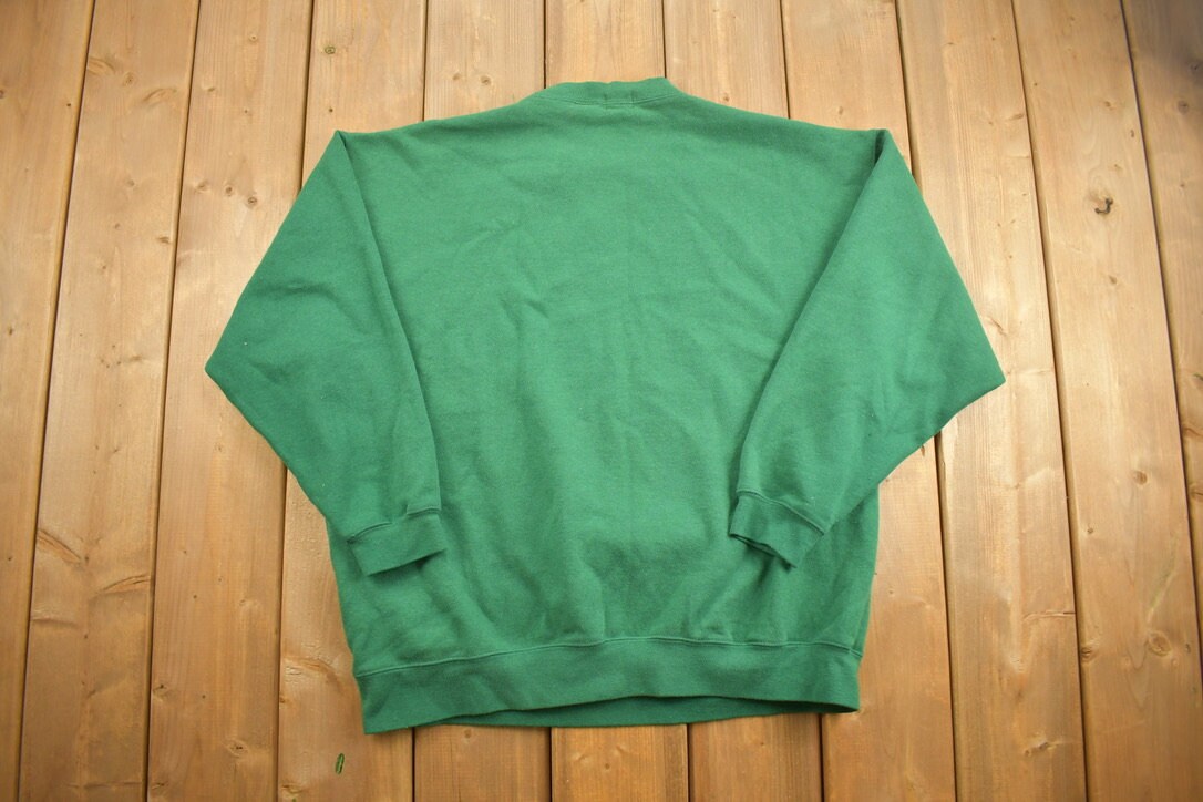 Vintage 1990s SJB Sport Blank Green Crewneck Sweatshirt / 90s Crewneck / Made In USA / Essential / Streetwear / 90s Blank / Vintage Blanks