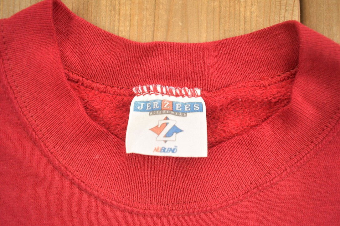 Vintage 1990s Jerzees Blank Red Crewneck Sweatshirt / 90s Crewneck / Vintage Blanks / Essential / Streetwear / 90s Blank