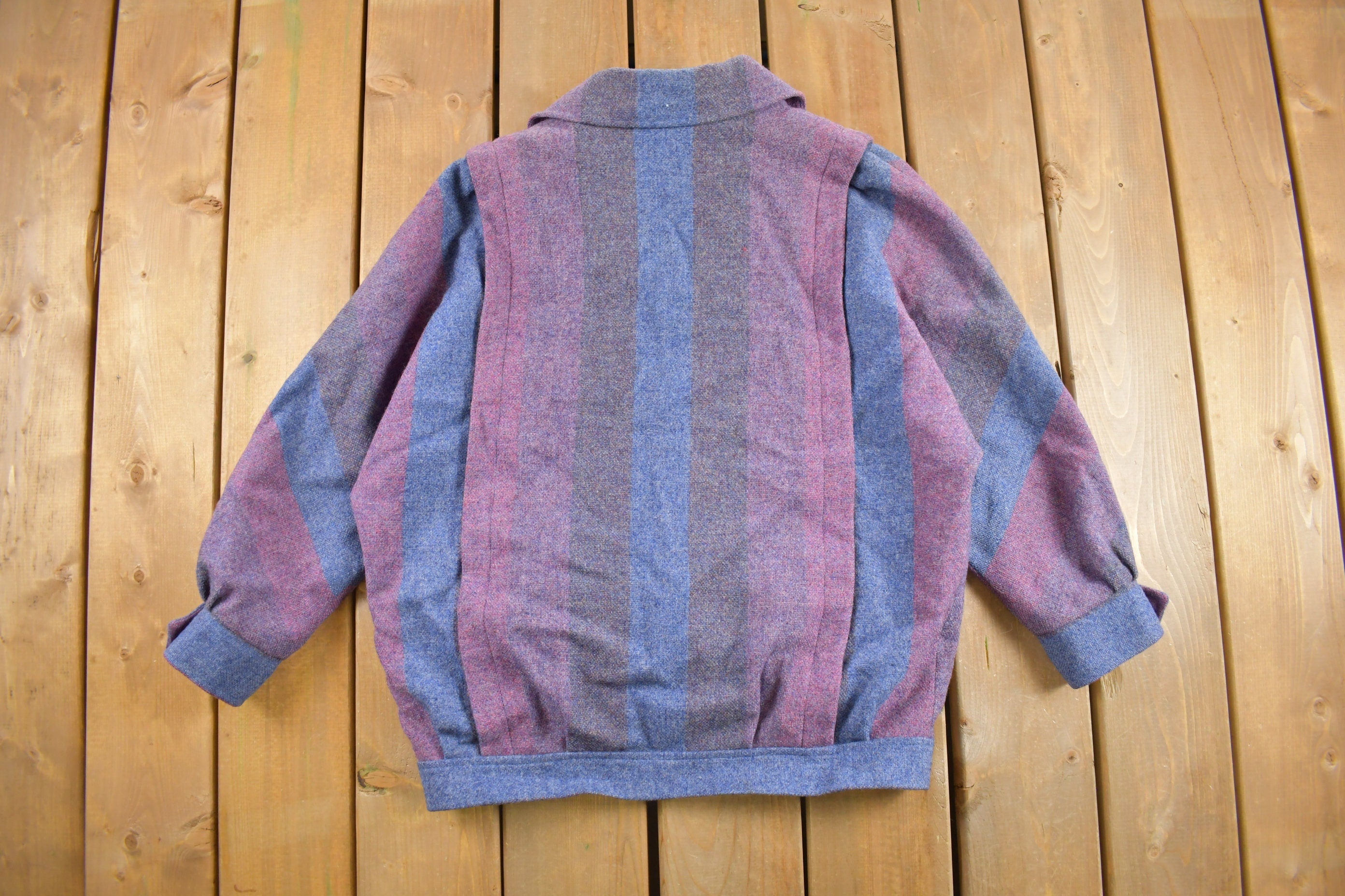 Vintage 1960s Simon Pearce Striped Wool Jacket Button Up