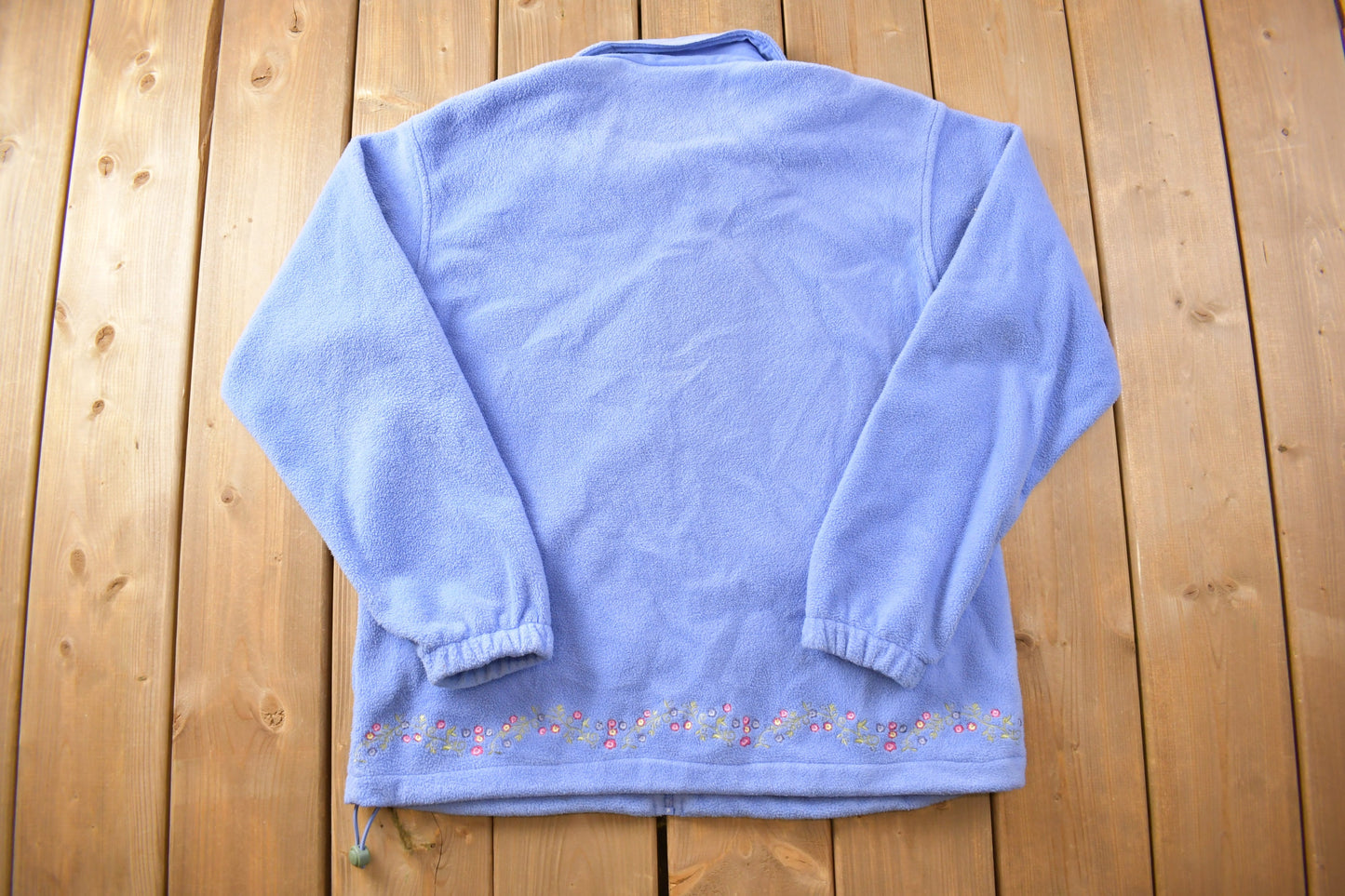 Vintage 1980s Cute Fleece Zip Up Sweater / Flowers / Embroidered / Outdoorsman / 90s Sweater / Streetwear / Hiking / Fleece Zip up