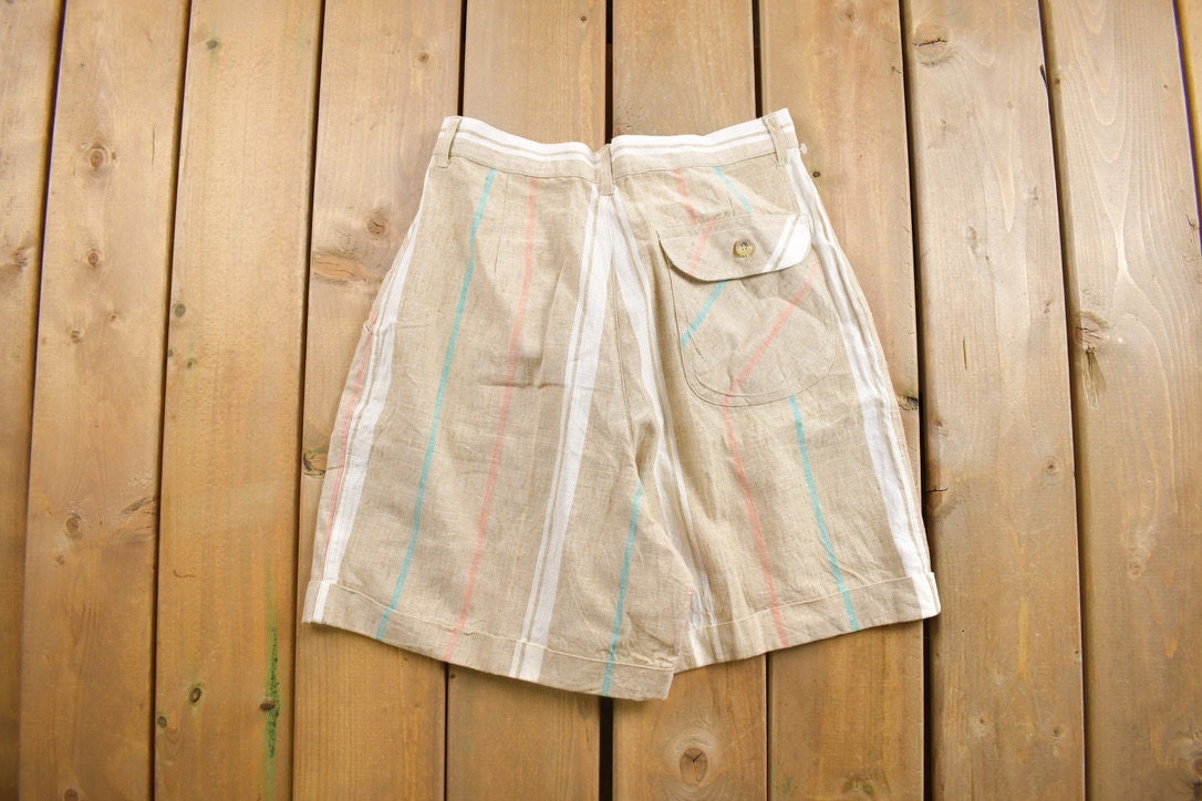 Vintage 1980s Cetro Rebublic Vertical Striped Shorts 28 x 6.5