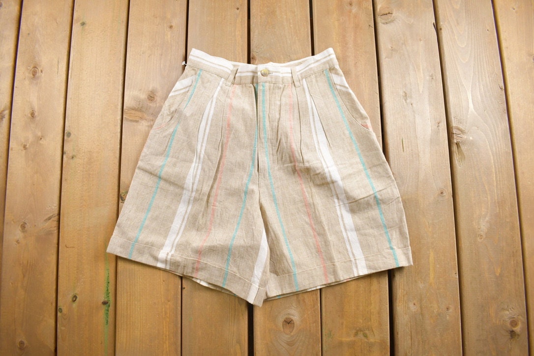 Vintage 1980s Cetro Rebublic Vertical Striped Shorts 28 x 6.5
