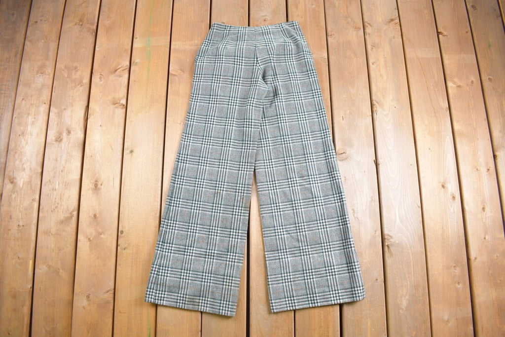 Vintage 1970s Flared Plaid Pants Size 25 x 28.5