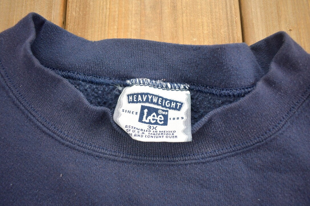 Vintage 1990s Lee Heavyweight Blank Navy Crewneck Sweatshirt