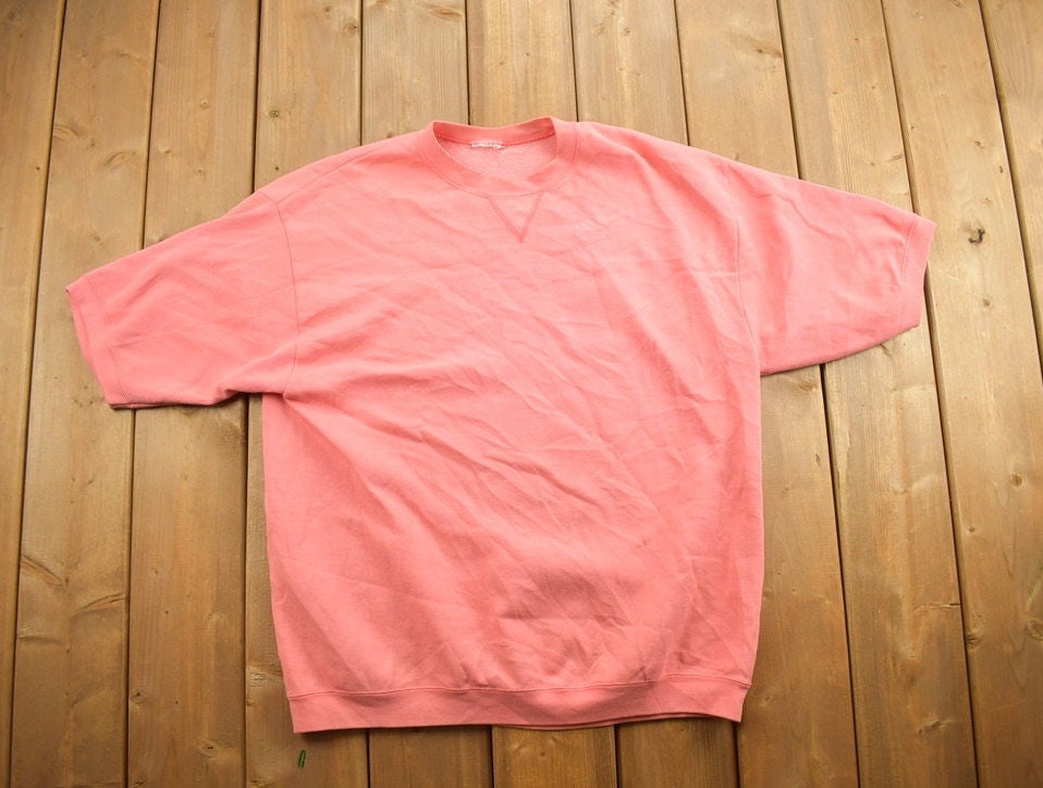 Vintage 1990s Short Sleeve Blank Pink Crewneck Sweatshirt