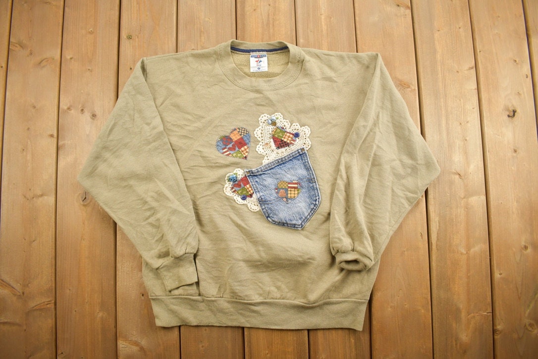 Vintage 1990s Jean Pocket Crewneck Sweatshirt