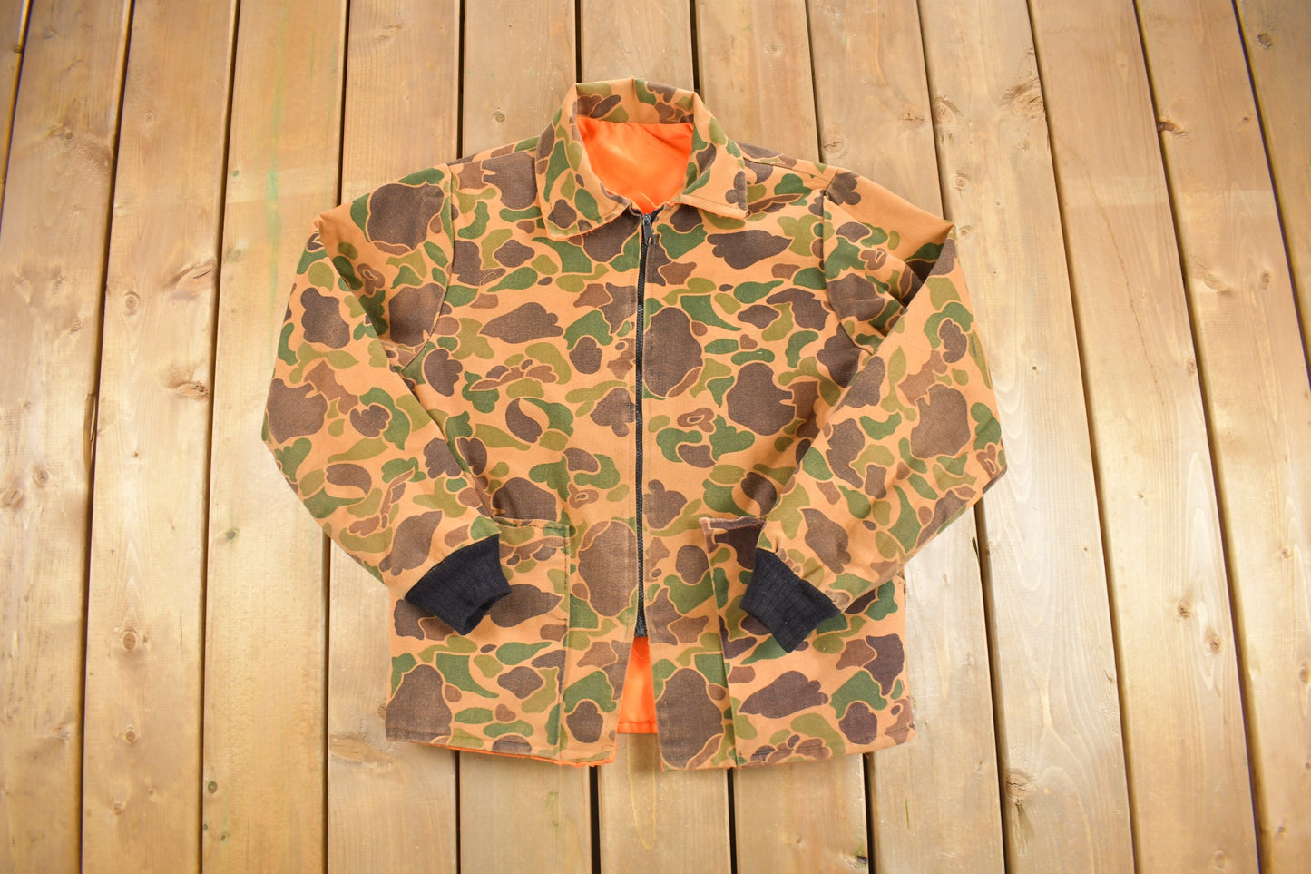 Vintage 1970s Reversible Hi Vis Duck Camo Puffer Jacket