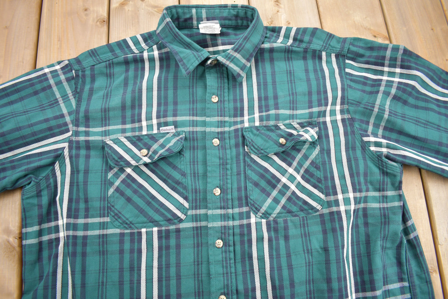 Vintage 1990s Carhartt Plaid Flannel Button Up Shirt