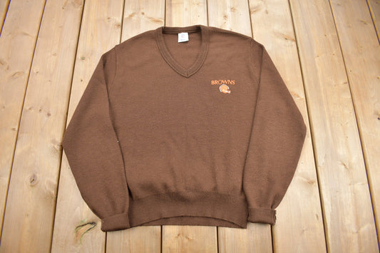 Vintage 1990s Cleveland Browns NFL Knit V Neck Sweatshirt