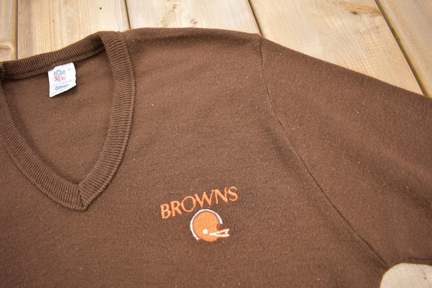 Vintage 1990s Cleveland Browns NFL Knit V Neck Sweatshirt