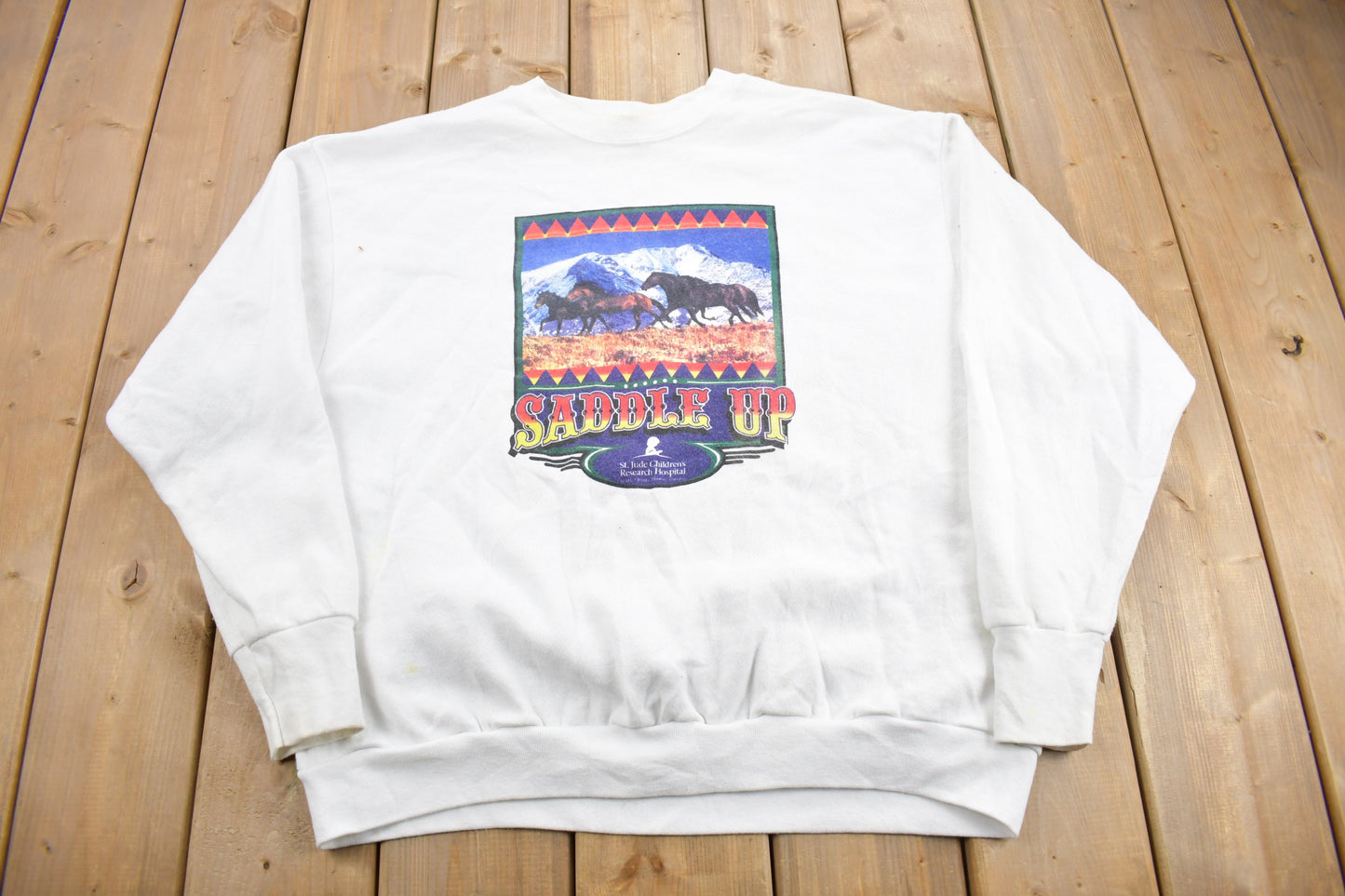 Vintage 1990s Saddle Up Horse Graphic Crewneck Sweatshirt