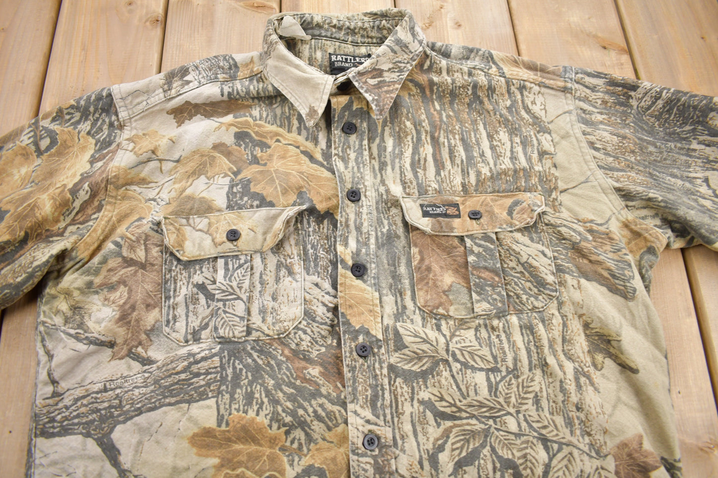 Vintage 1990s Rattlers Brand Real Tree Camouflage Button Up Shirt