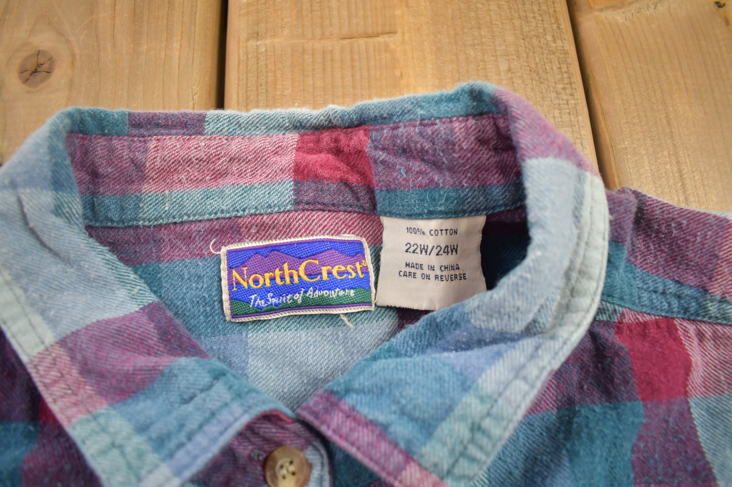 Vintage 1990s North Crest Plaid Flannel Button Up Shirt