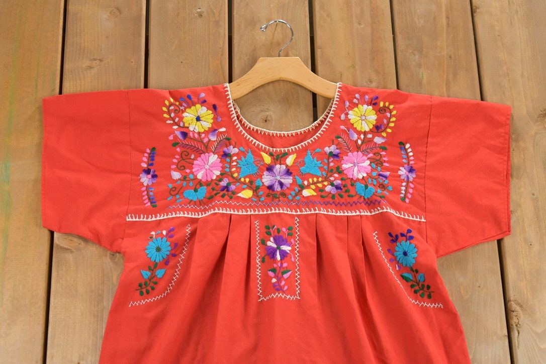 Vintage 1960s Hand Embroidered Mexican Dress