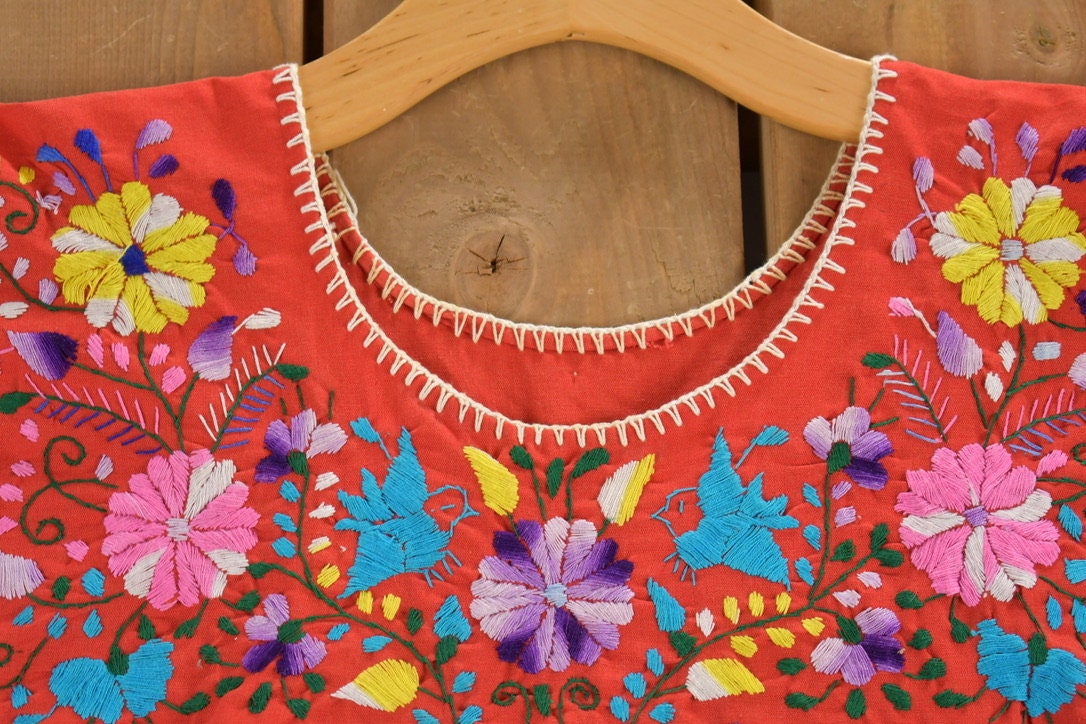 Vintage 1960s Hand Embroidered Mexican Dress