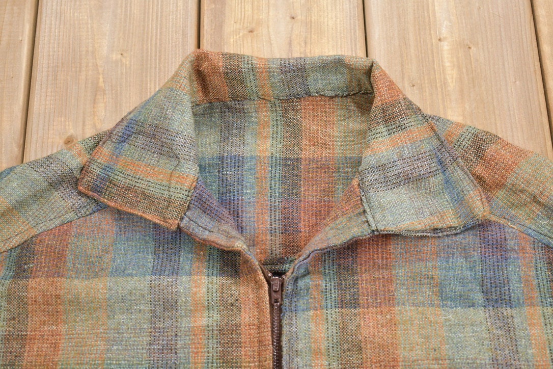 Vintage 1940s Plaid Wool Hunting Jacket