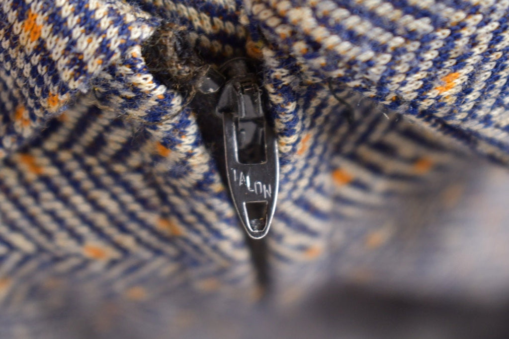 Vintage 1950s Herringbone Long Sleeve Mock Neck Dress